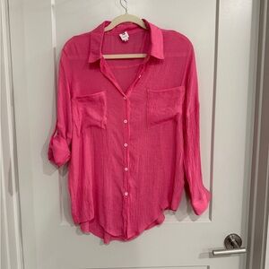 Flawless/VICI Vibrant Pink Button-Down Casual Shirt